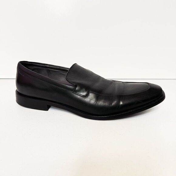 Ecco Black Leather Slip On Loafer Dress Shoes - Picture 2 of 9